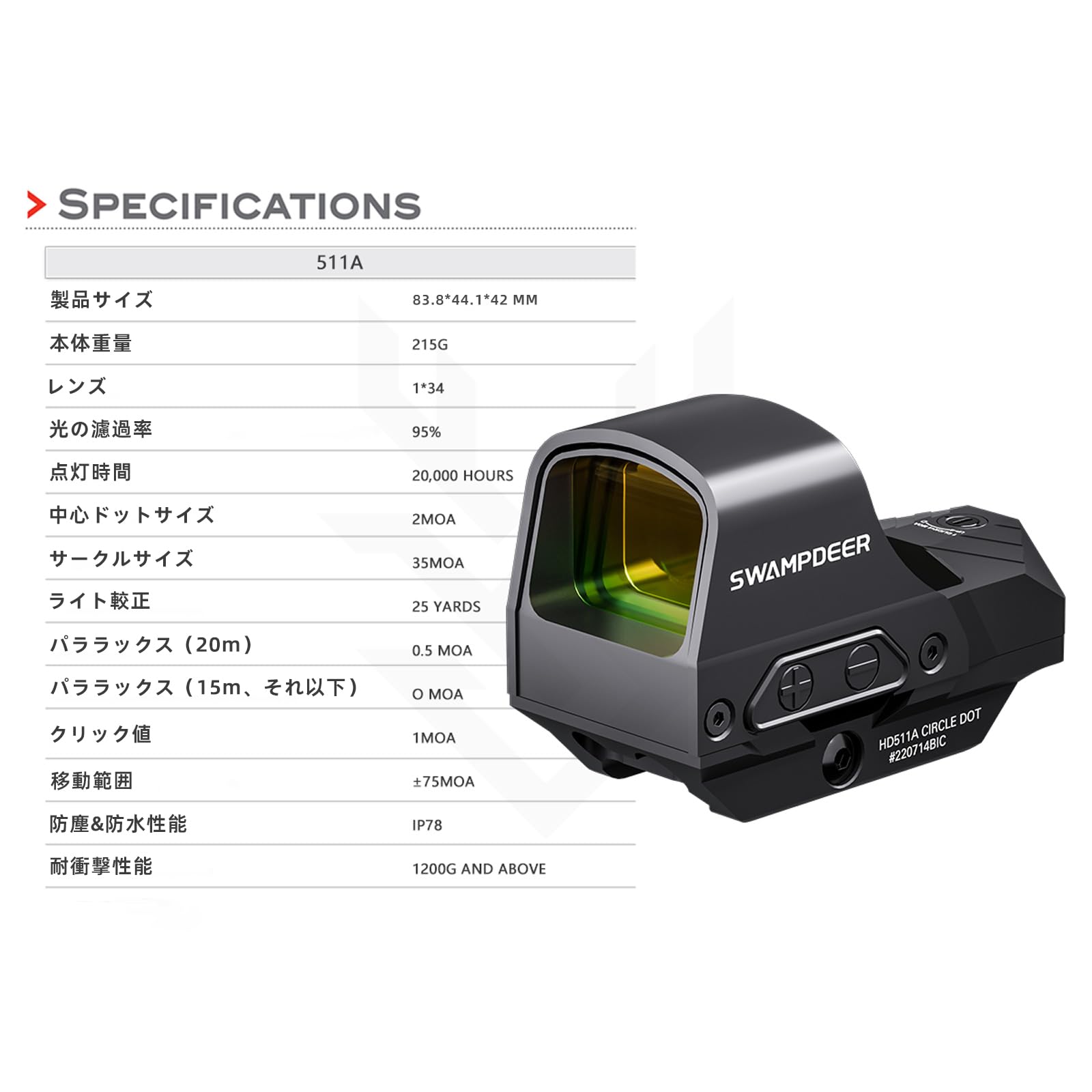 Amazon.co.jp: SWAMP DEER OPTICS ドットサイト 1x34ホロサイト 3つの